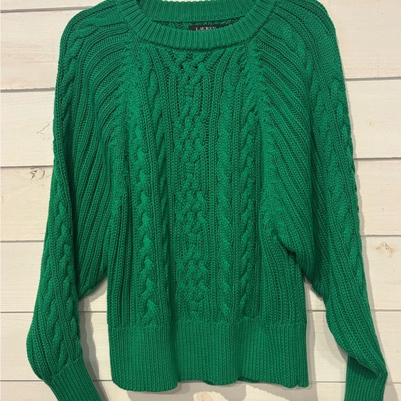 Ralph Lauren Black Label Green Crew Neck Cable Knit Sweater - Picture 14 of 15